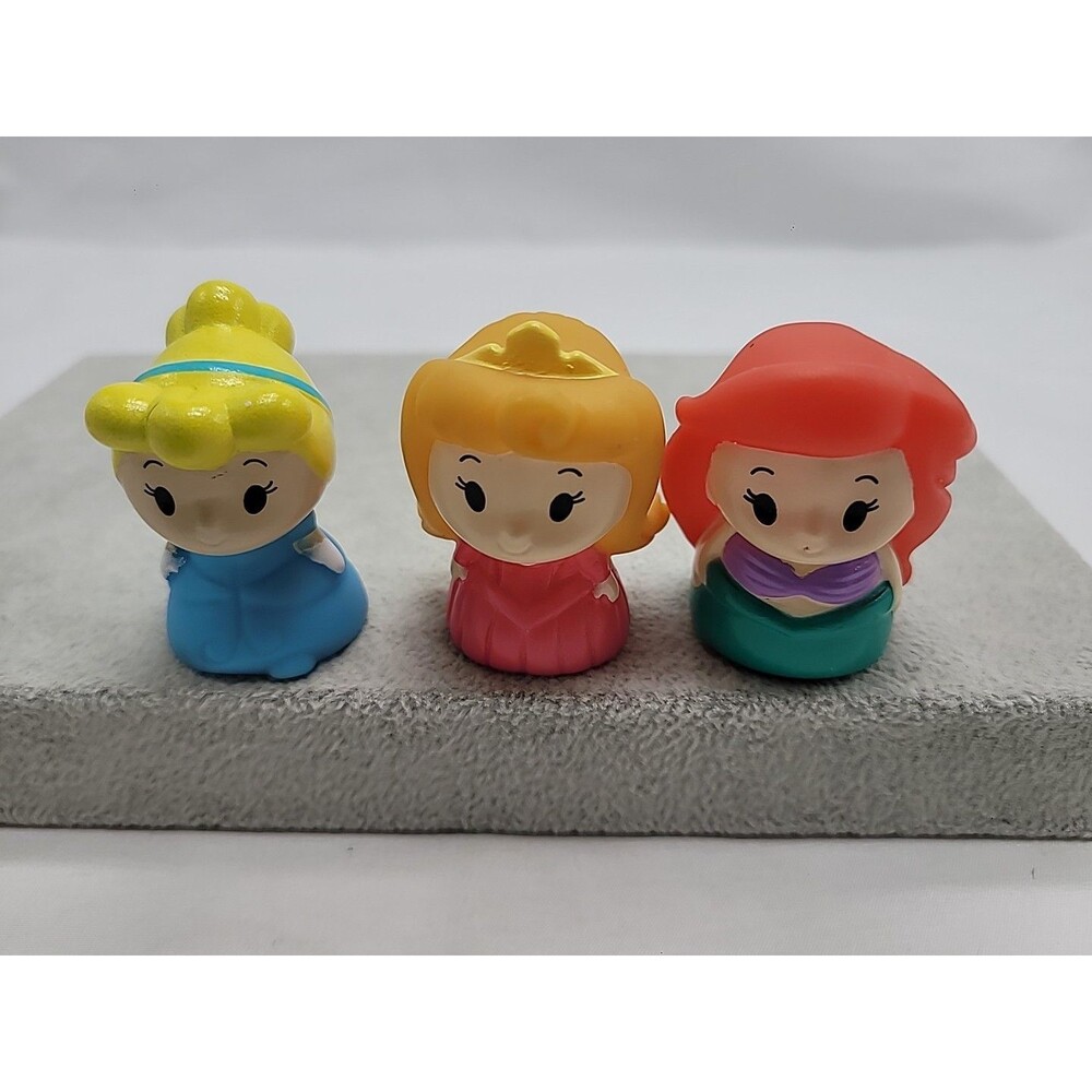 Lot of 3 Disney Princess Mini 2” Finger Puppet Bath Toys by Ginsey Ariel Cinder